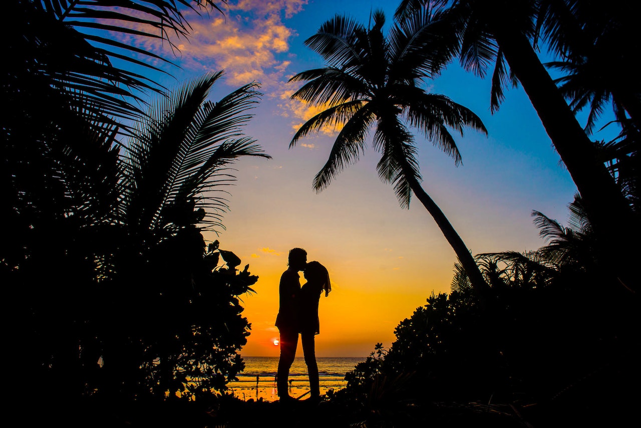 Couple at night scenery