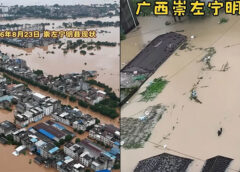 Bão lớn tàn phá Quảng Tây, 13 con sông vượt mức báo động; Ninh Minh chìm trong nước lũ